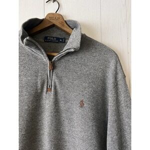 Polo Ralph Lauren Pullover Sweater Long-Sleeve 1/4-Zip Men's XL Gray 100% Cotton